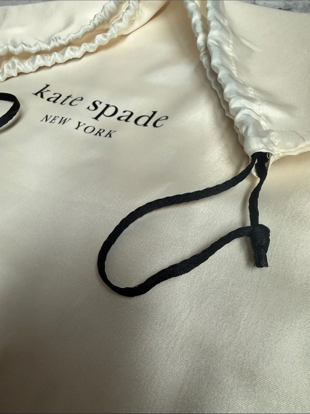 kate spade New York Cream Satin Drawstring Dust Bag